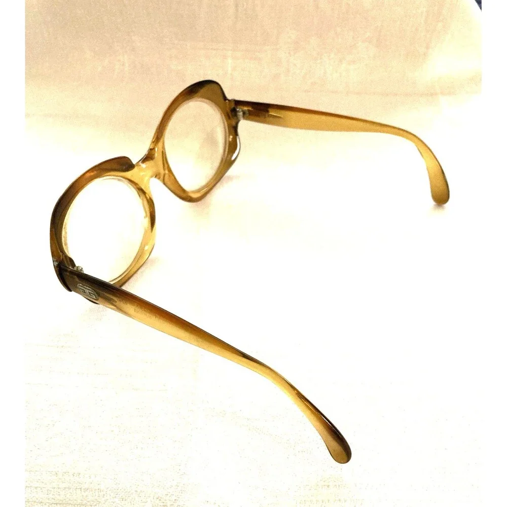 Vintage 70s Givenchy Oversize Eyeglass Frames UNICO Amber Brown Fade Austria